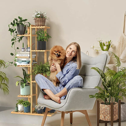 Indoor Outdoor Bamboo Tall Flower Display Stand