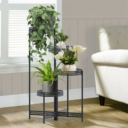 Vintage Corner Flower Pot Stand with Metal Shelves(L)