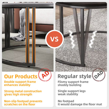 2PCS Round Marble Nesting Tables with Dual Thickened Legs – Stylish & Stable Accent Set