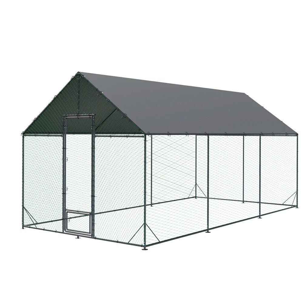 P&P 3-6M Walk-In Chicken Coop Run Outdoor Hen Cage Enclosure with Cover