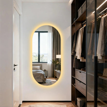 Oval Illuminated LED Bathroom Mirror Anti-Fog Backlit Wall Hanging Mirror (50x80 / 50x100 / 60x120cm)