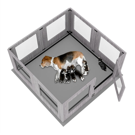 P&P Large Dog Whelping Box Pet Playpen Birth Cage with Safety Rail and Fertility Pad