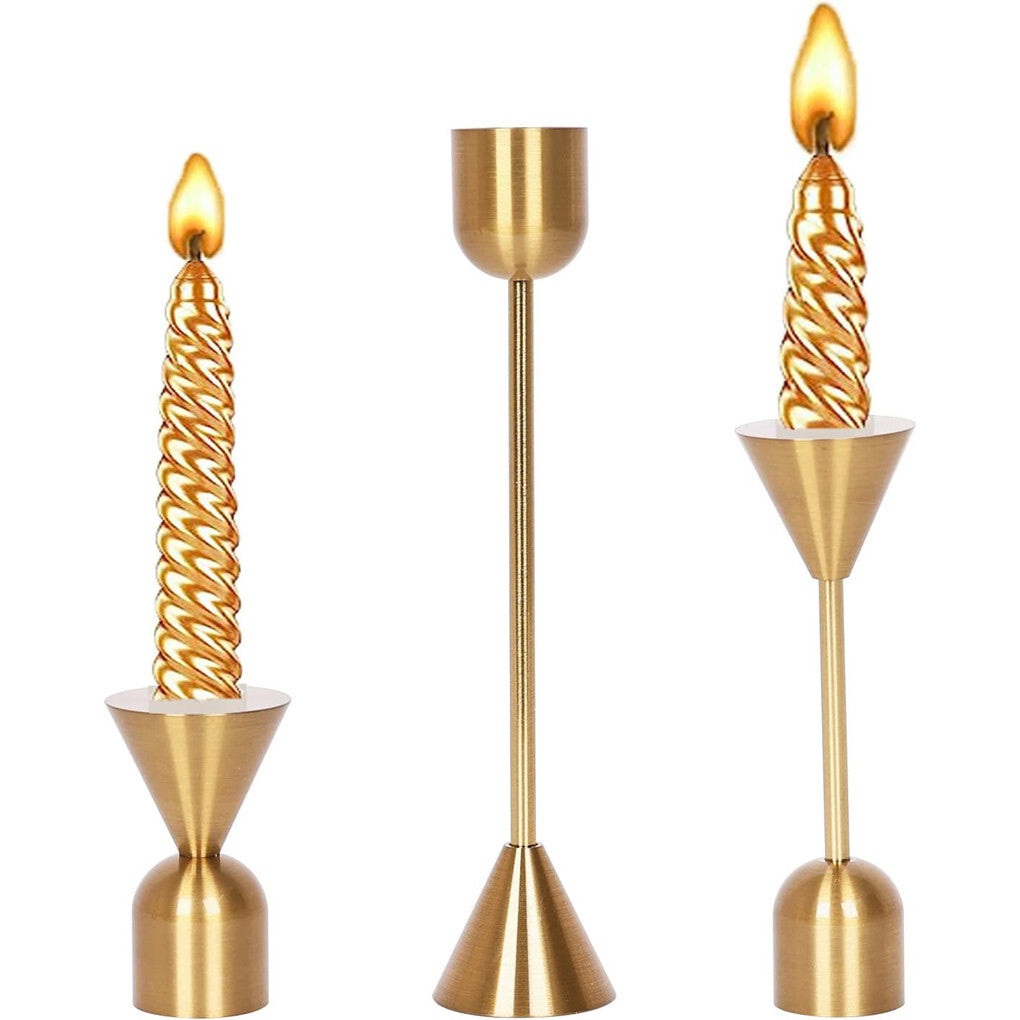 P&P 3PCS Unique Decorative Gold Candlestick Holders Table Centerpiece Candle Stick