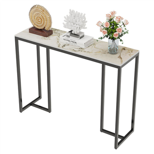 P&P Elegant White Marble Console Counter Table High Desk Pub Bar Table Scrach-proof
