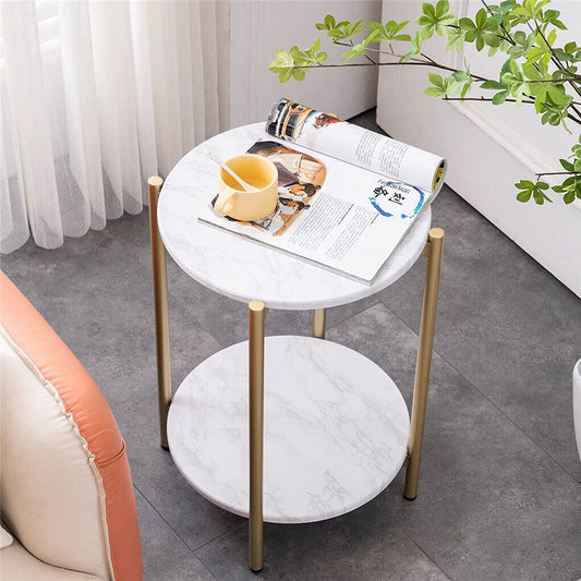 Shop 2-Tier Marble End Table with Metal Frame Australia