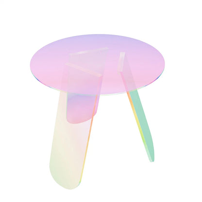 Acrylic End Table Clear & Iridescent Side Table Modern Sofa Table Compact Accent Table for Living Room Bedroom