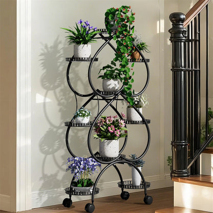 9 Pot XL Vertical  Plant Stand with wheels