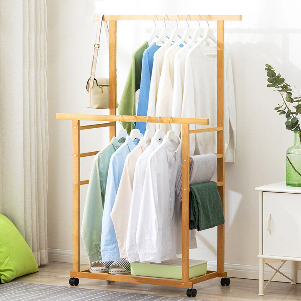heavy-duty-bamboo-garment-rack-freestanding-rolling-clothes-trousers-scarf-rack