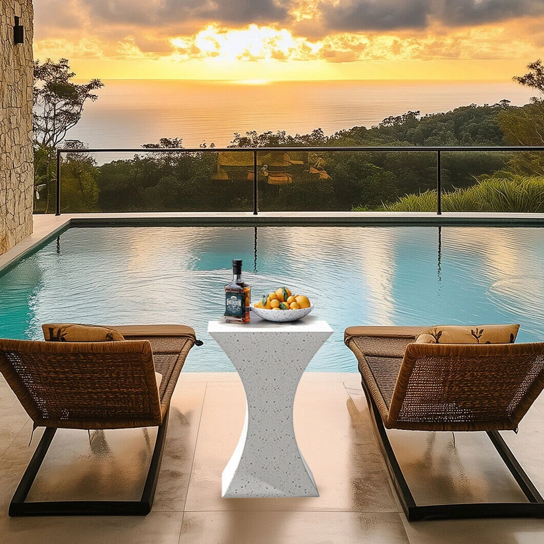 White Concrete Side Table Outdoor Indoor