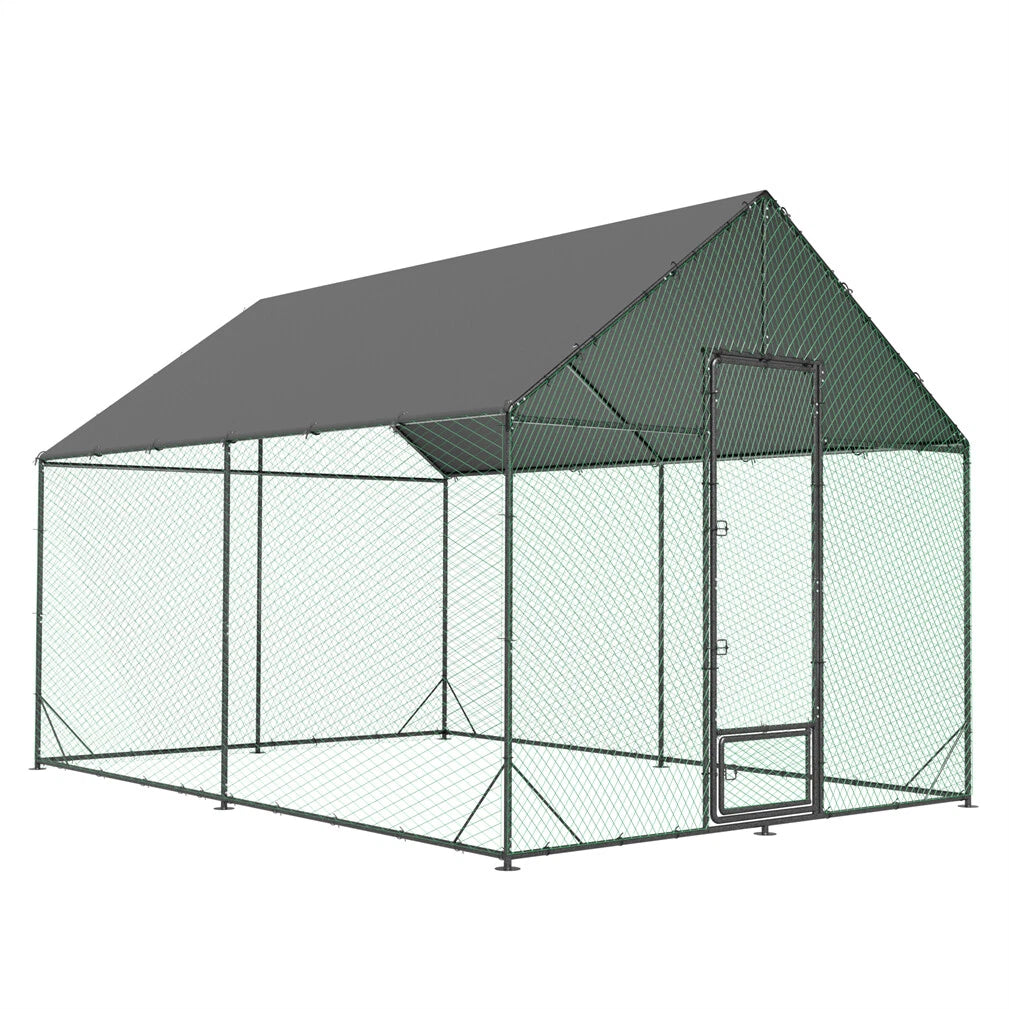 P&P 3-6M Walk-In Chicken Coop Run Outdoor Hen Cage Enclosure with Cover