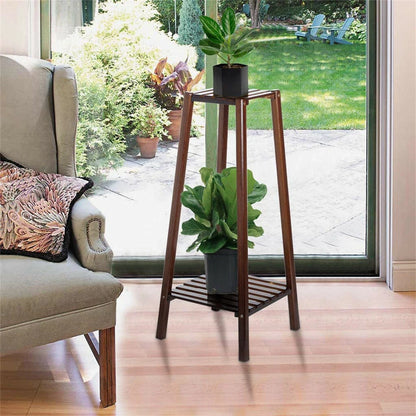 Adjustable Bamboo Plant Stand and End Table for Indoor Use(L)