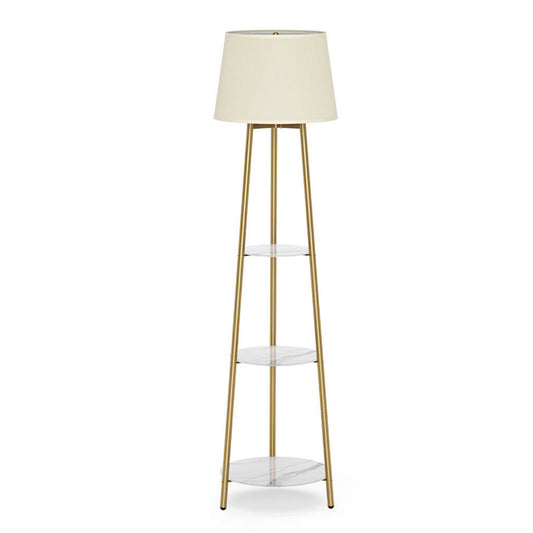 P&P Modern Tripod LED Floor Lamp with 3 Tiered Shelves Storage Standing Corner Lamps