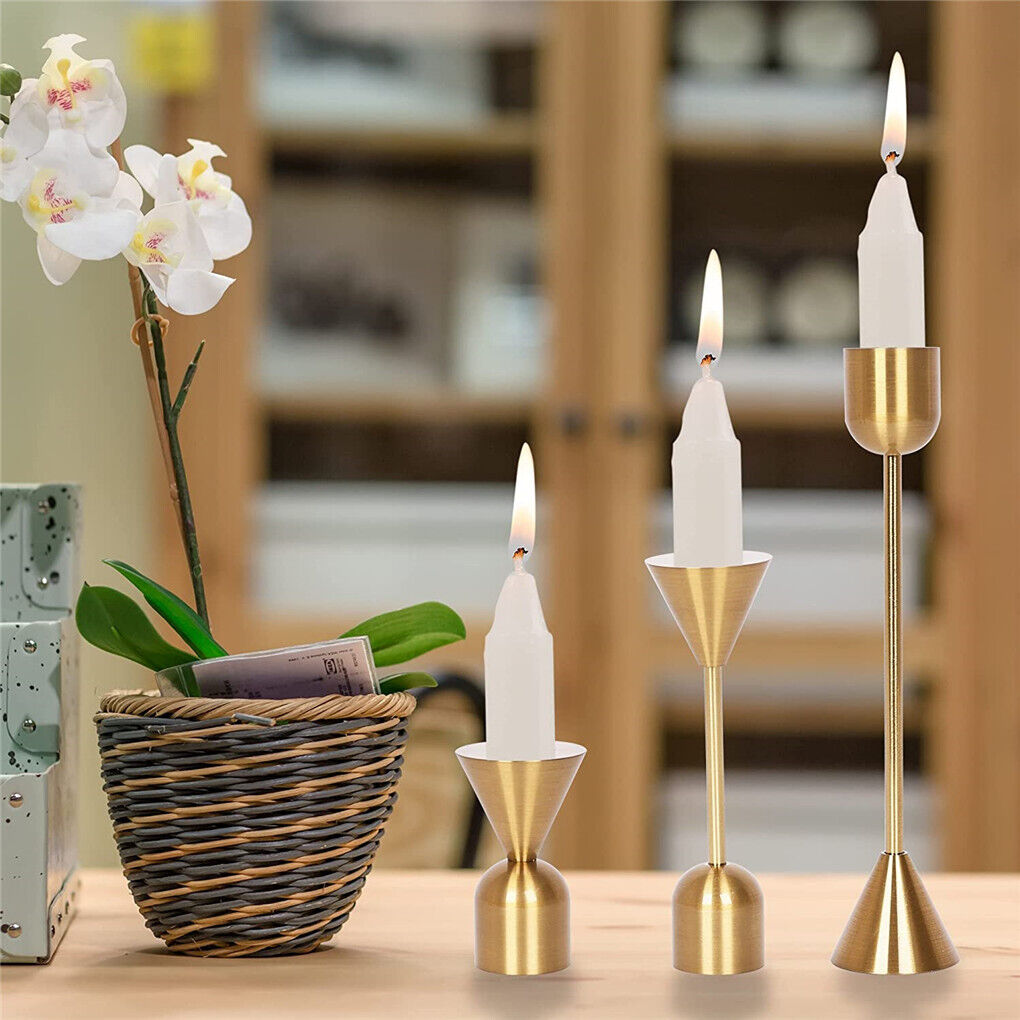 P&P 3PCS Unique Decorative Gold Candlestick Holders Table Centerpiece Candle Stick