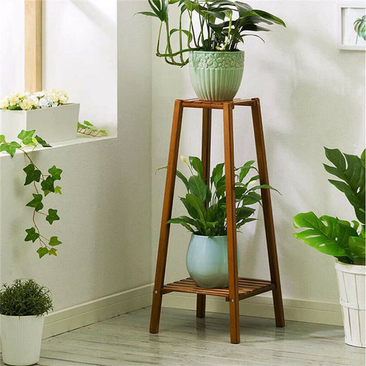 bamboo-2-tier-tall-plant-stand-pot-holder-small-space-table-garden-planter-brown