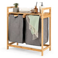 Bamboo Shelf Laundry Hamper with 2 Bags