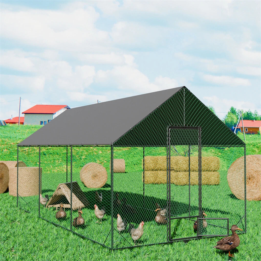 P&P 3-6M Walk-In Chicken Coop Run Outdoor Hen Cage Enclosure with Cover