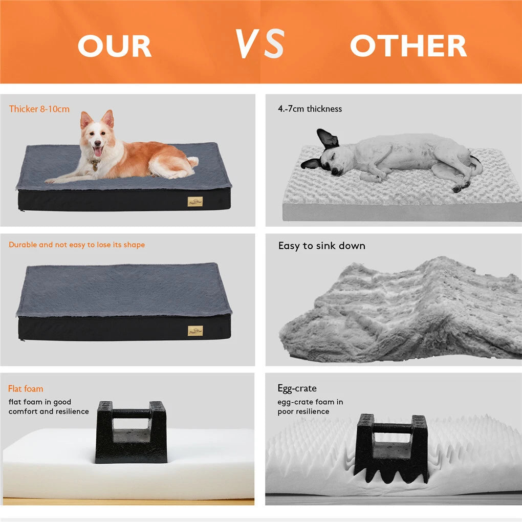 P&P Deep Gray Orthopedic Dog Bed With Foam Cushion And Washable Waterproof Cover