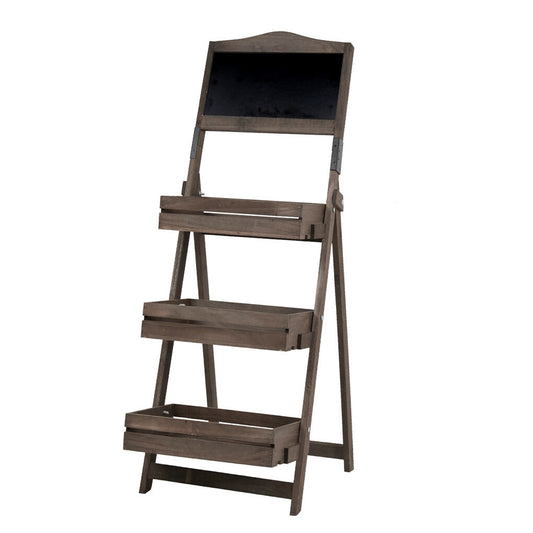 P&P Vintage Freestanding Wooden Chalkboard Easel with 3 Display Storage Shelves Rack