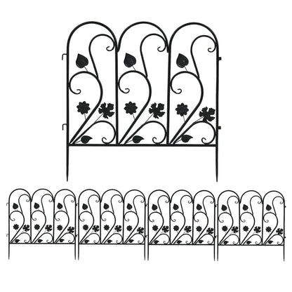 Classic Iron Garden Fence Five Piece Set for Outdoor Decoration(#516 White)