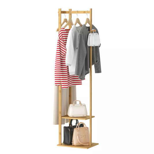 Wooden Garment & Coat Rack with Shelf