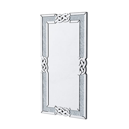 P&P XXL Luxury Crystal Wall Mirror Faux Diamonds Inlay Silver Mirror Living Room AU