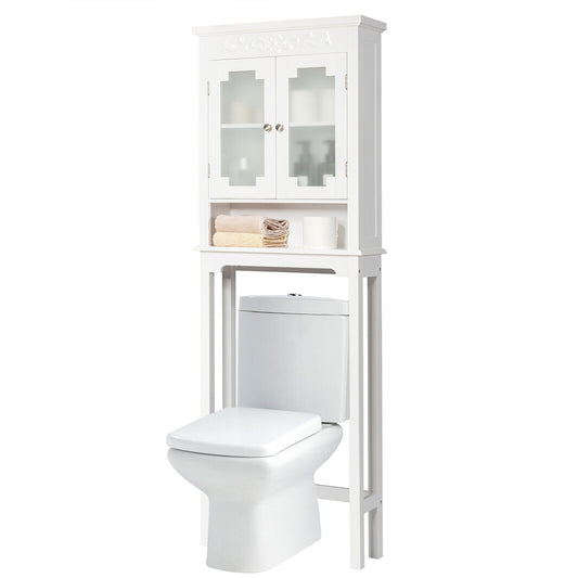 Over the Toilet Bathroom Space Saver Carved Top Toilet Rack W Adjustable Shelf