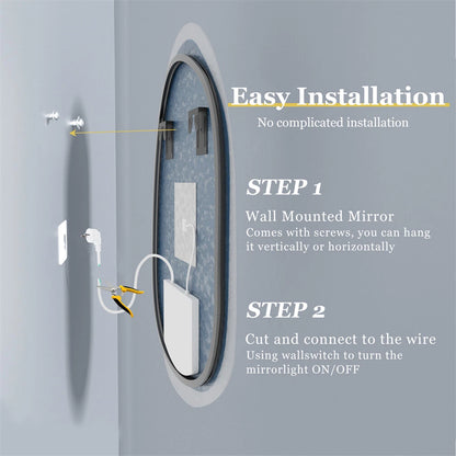 Vanity LED Backlit Bathroom Mirror Dimmable Anti-fog Irregular Double-Layer Glass 700x900mm