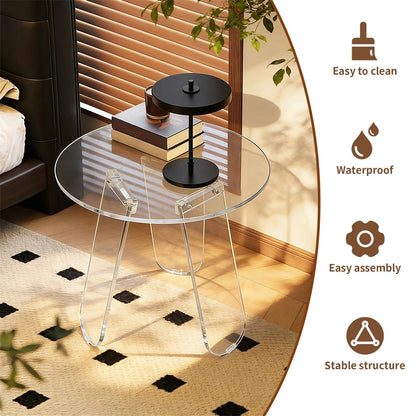 Acrylic End Table Clear & Iridescent Side Table Modern Sofa Table Compact Accent Table for Living Room Bedroom