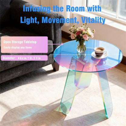 Acrylic End Table Clear & Iridescent Side Table Modern Sofa Table Compact Accent Table for Living Room Bedroom