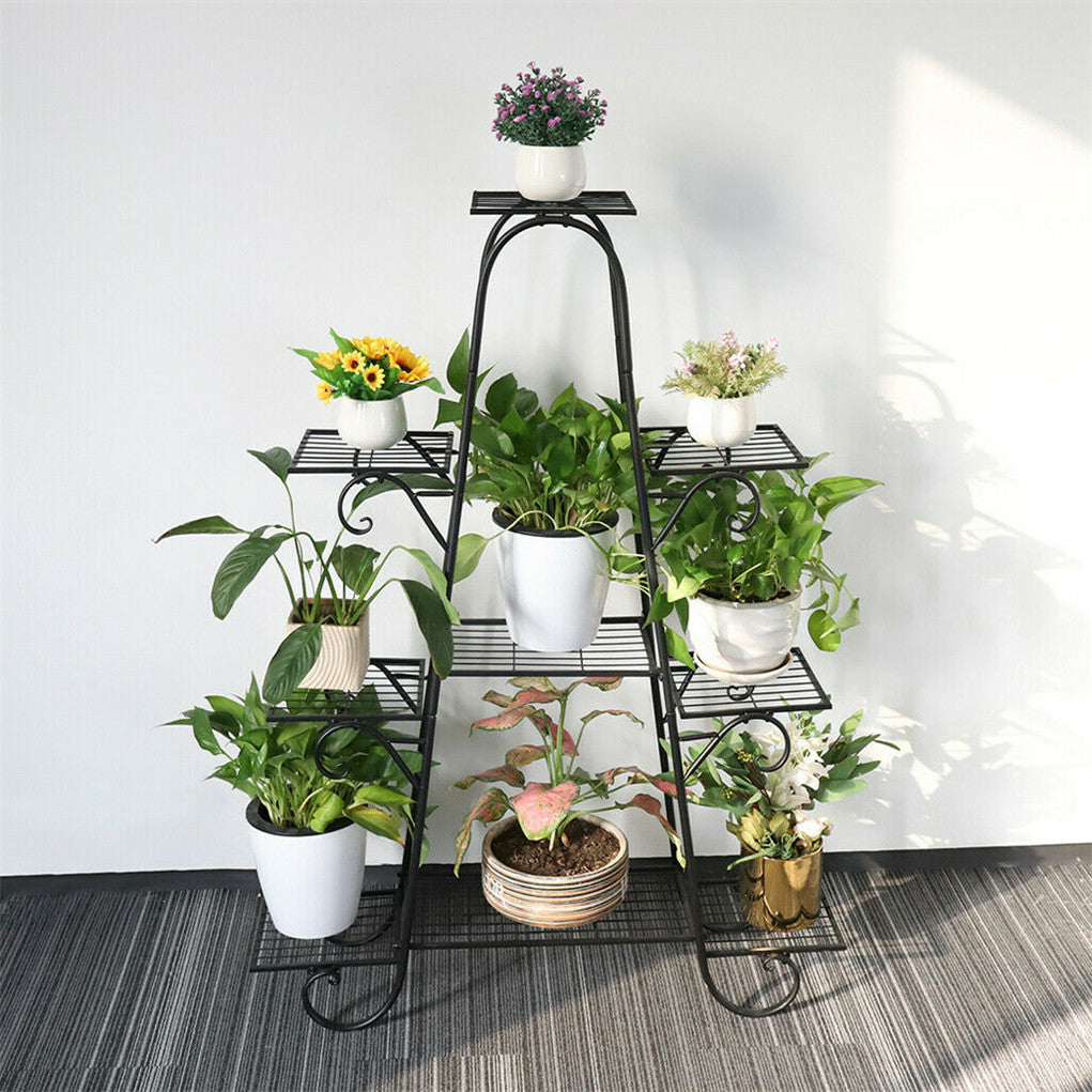 P&P Large European-style Iron Flower Pot Stand Shelves Garden 9 Tiered Plant Holder