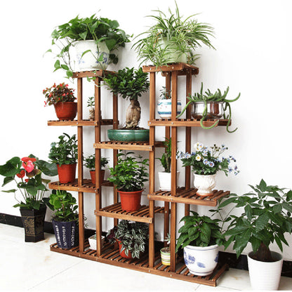 Fin X-Large 11-Tiered Wood Plant Stand Plants Pots Shelf Rack Organizer Living Room