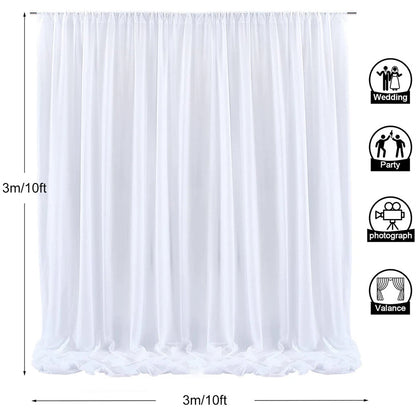 White Sheer Backdrop Drape for Stylish Weddings and Birthdays(3m x 6m)