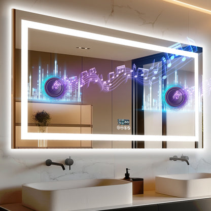 FIN Huge 1.8m Bluetooth LED Bathroom Mirror Dual Lights Dimming Music Vanity Mirror