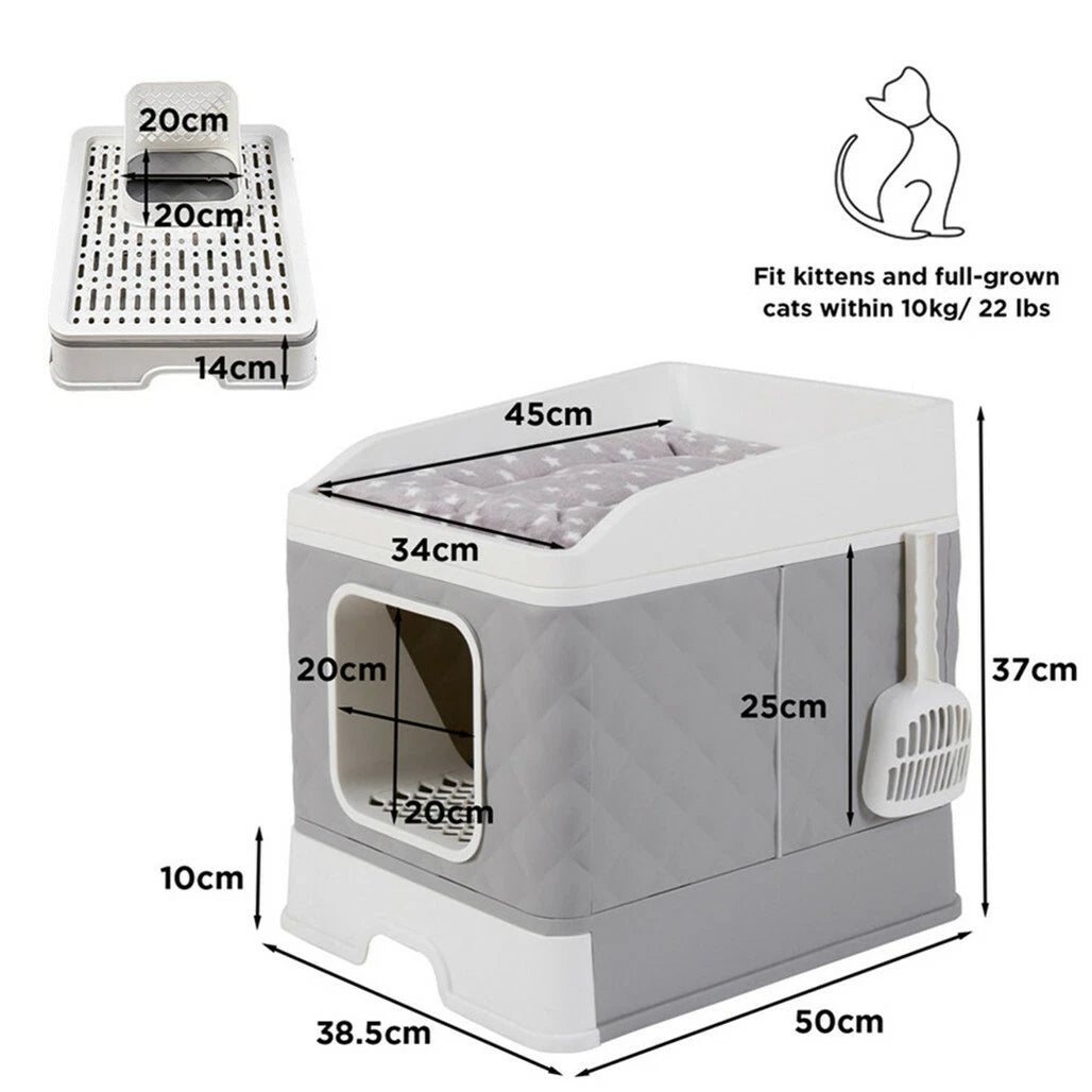 Large Cat Litter Box Fully Enclosed with Odor Reducing Basin