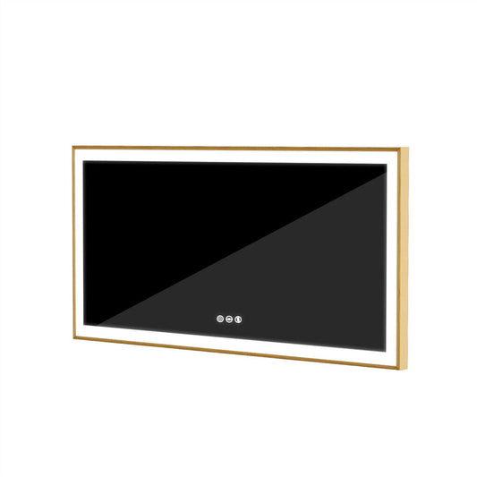 P&P 1200mm LED Bathroom Mirror Brushed Gold Aluminum Frame Anti-fog Vanity Mirror AU