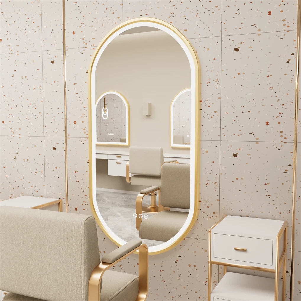 Oval LED Bathroom Mirror with Lights Luxury Gold Frame Anti-Fog Dimmable Wall Mirror, 3 Color Modes & Memory Function