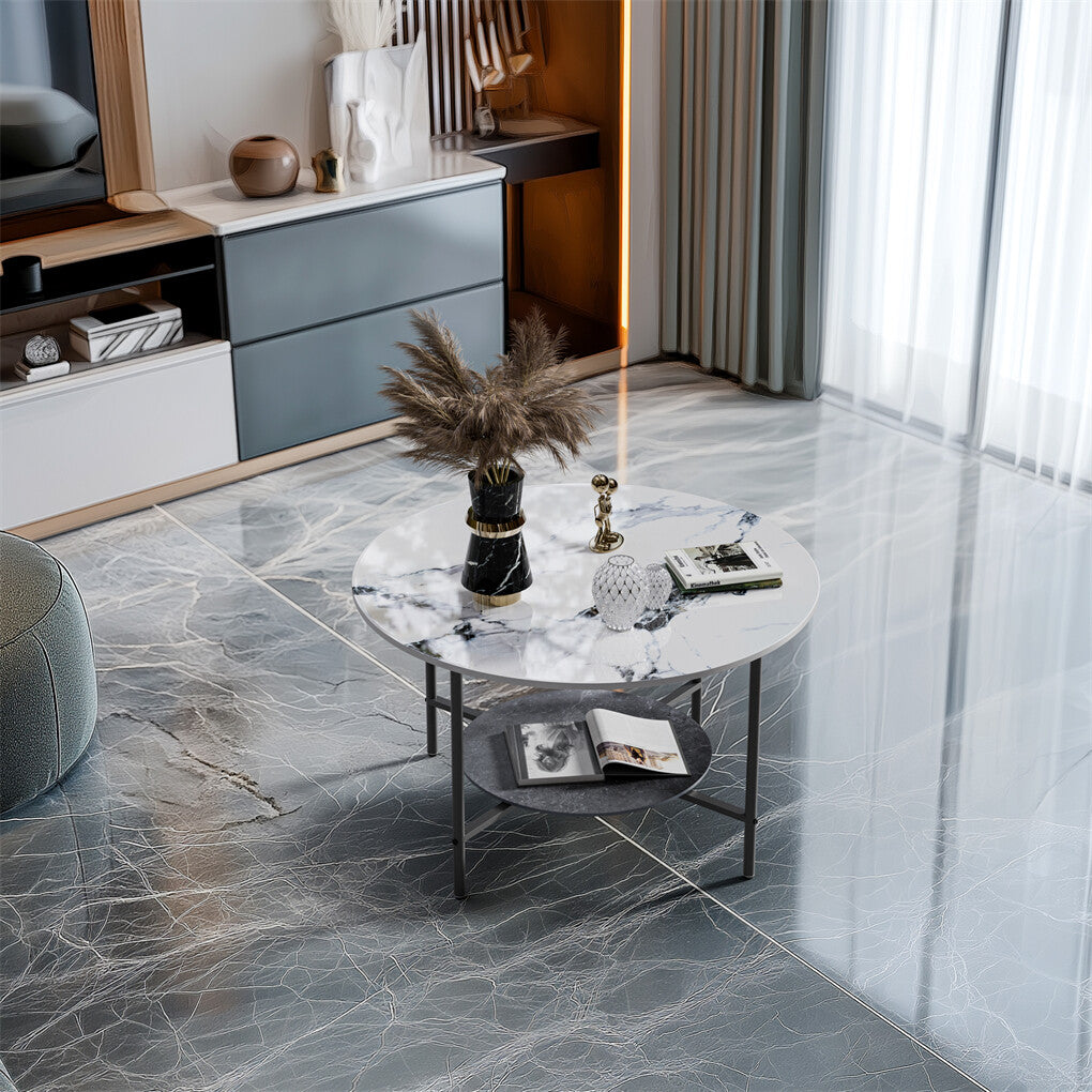 P&P Marble Coffee Table with sleek aluminum legs - available in Australia