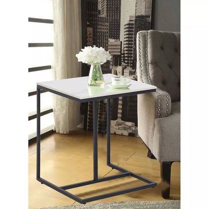 Sintered Stone Top C Shape Side Table Marble Narrow Open Side Table Under Couch