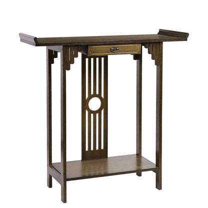 P&P 2 Tier Oriental Console Table Wood Hallway Writing Table Hall Corrider Furniture