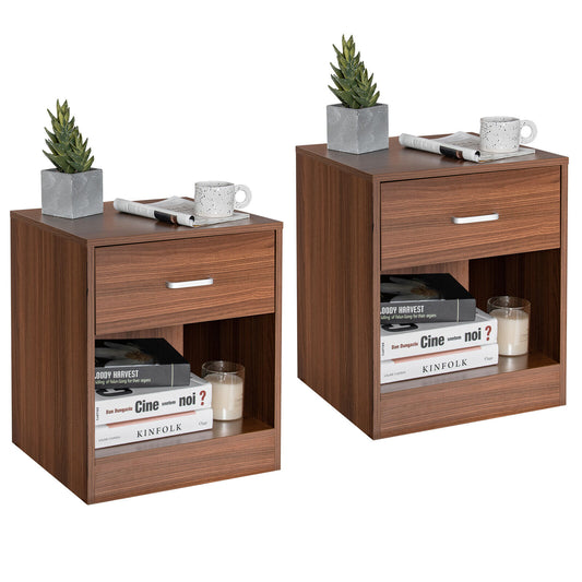 2pcs-nightstand-with-drawer-storage-cabinet-modern-beside-table-brown