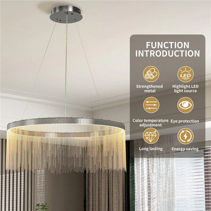 Aluminium Silver Fringe Chandelier - 80cm