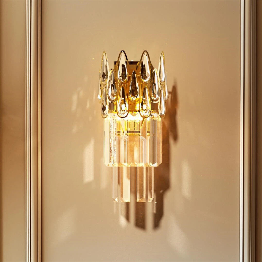 Gold Crystal Wall Sconce with Adjustable Lighting
