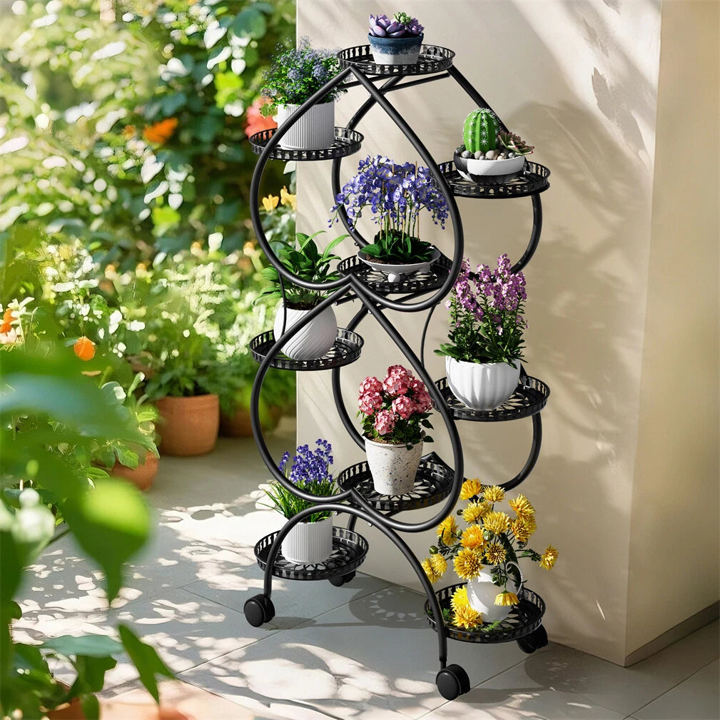 9 Pot XL Vertical  Plant Stand with wheels