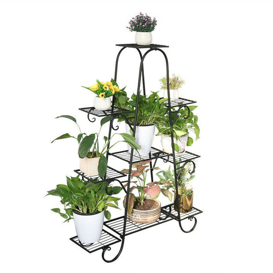 P&P Large European-style Iron Flower Pot Stand Shelves Garden 9 Tiered Plant Holder