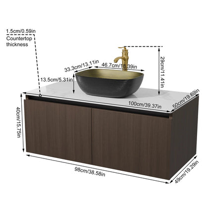 Bathroom Storage Cabinet Set with Sink & Faucet - 100cm with 1 basin