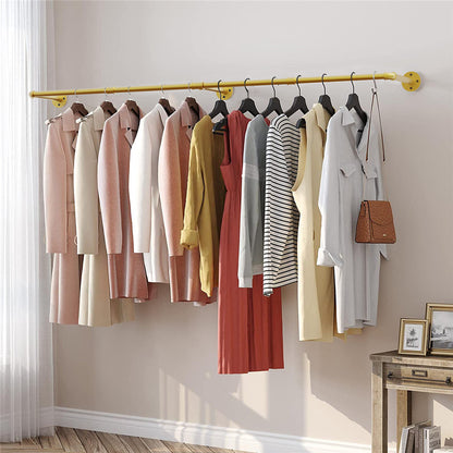 P&P Heavy Duty Clothes Rack Wall Mounted Hanging Garment Rack Gold Metal Closet Rod