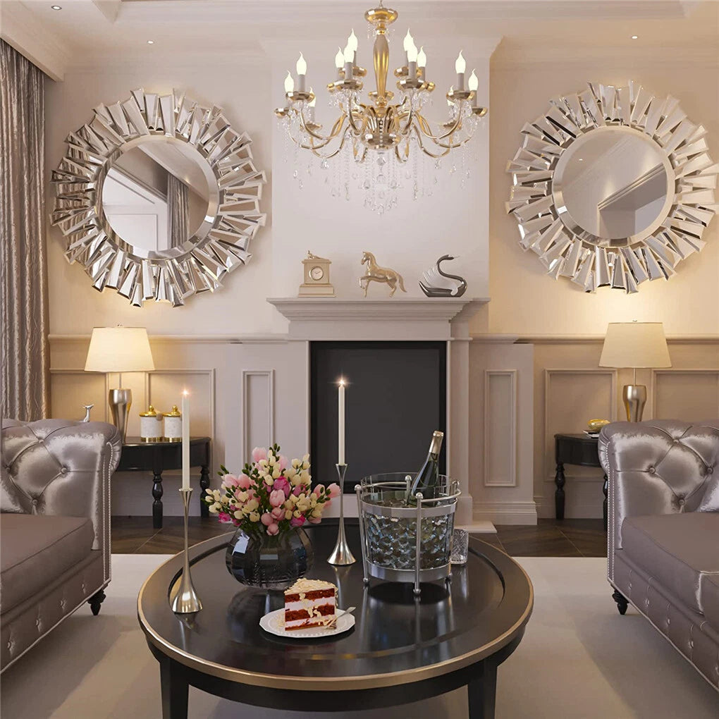 Large Decorative Round Mirror for Living Room