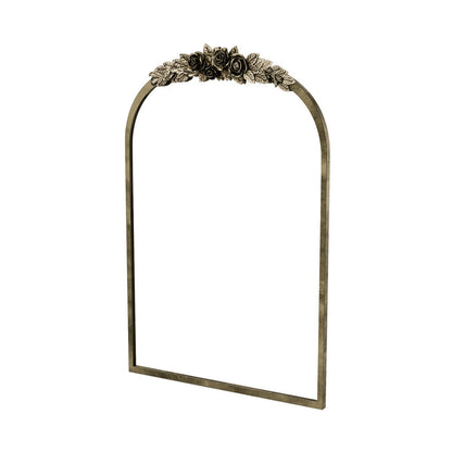 P&P Vintage Baroque Decorative Mirror Arched Antique Brass Wall Mirror Entryway Deco