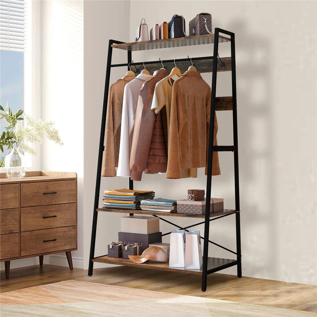 Industrial Wall-Mounted Clothes Rack Iron Black