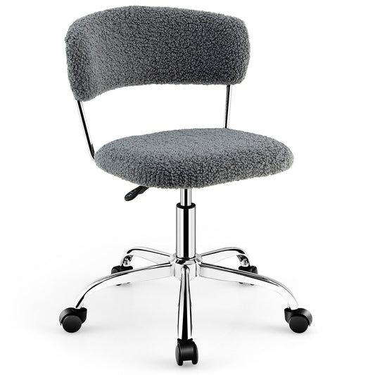 Office Chair – Adjustable Swivel Vanity Chair, Computer Desk Sherpa Chair